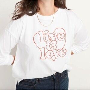 Old Navy Live‎ & Love XXL Long-Sleeve Graphic T-Shirt Festival Summer Beach Y2K